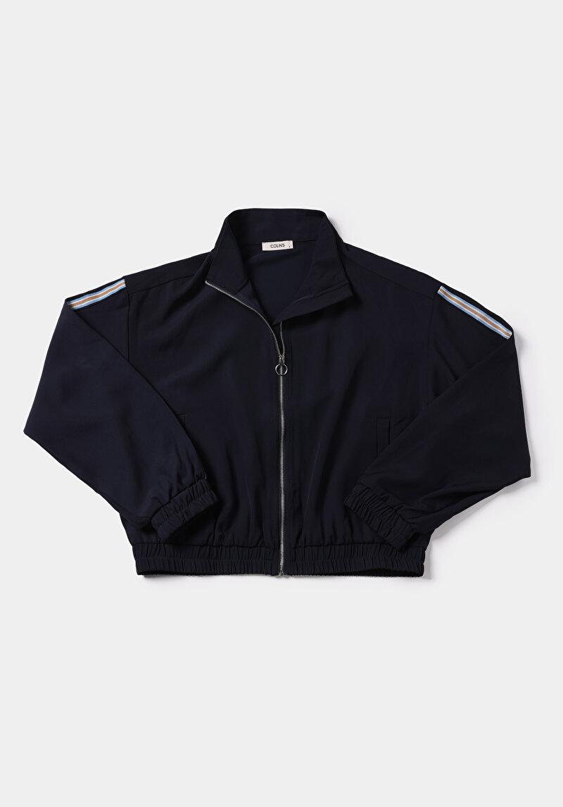 Regular Fit Fermuarlı Astarsız  Kadın Lacivert Ceket