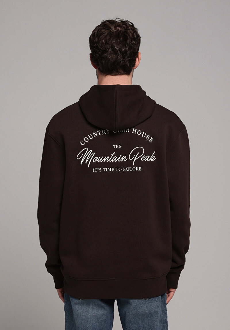 Comfort Fit Erkek Kahverengi Sweatshirt