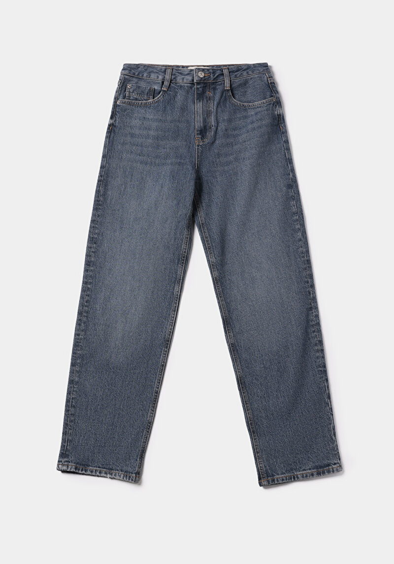 Straight Fit   Kadın İndigo Jean Pantolon