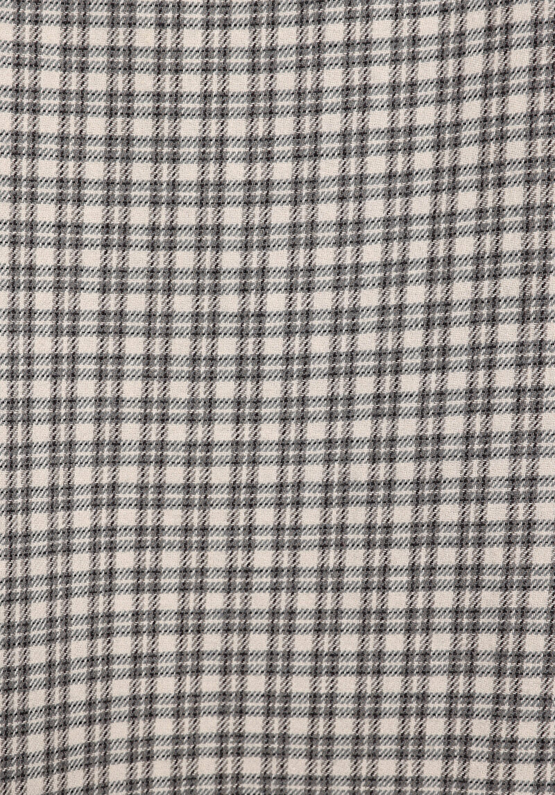 Comfort Fit Shirt Neck Ekoseli Erkek Ekru Uzun Kol Gömlek