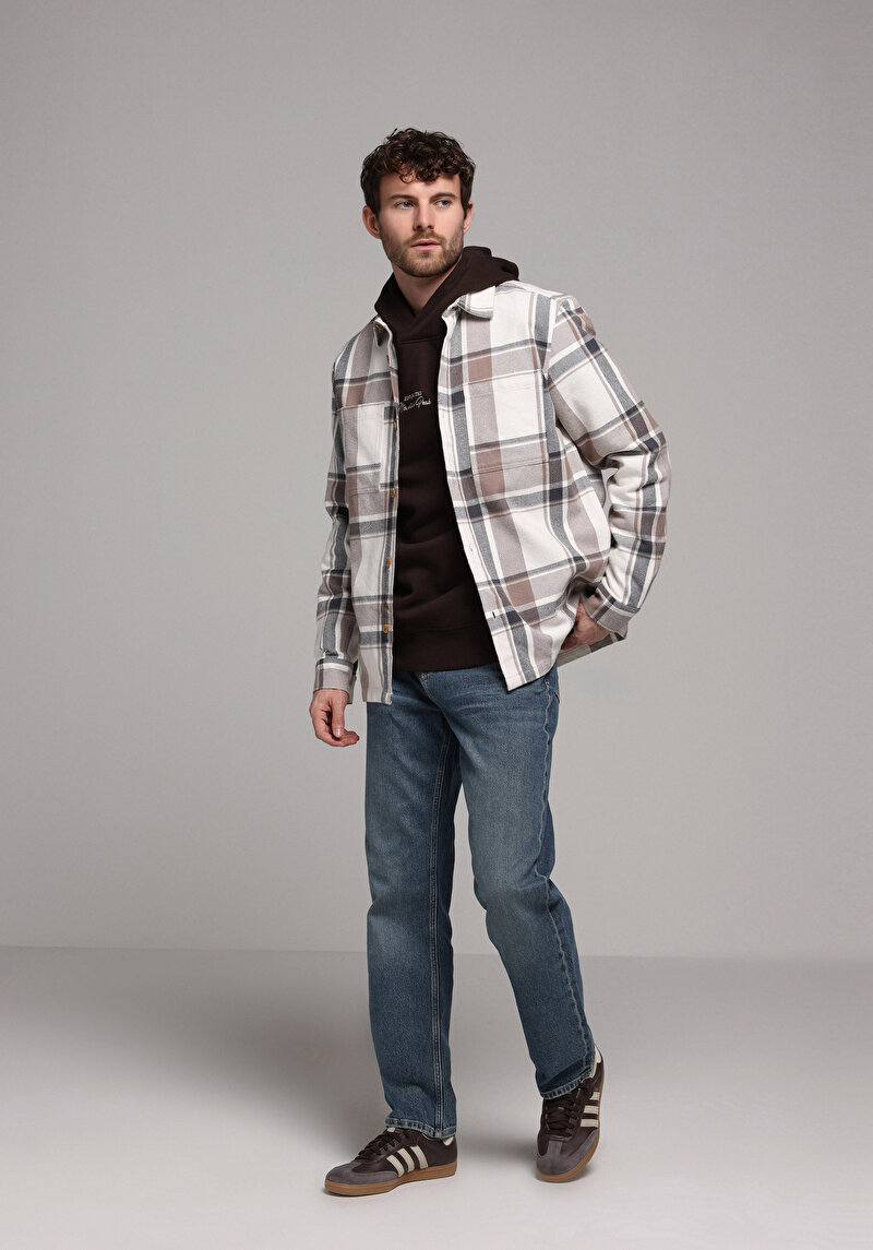 Comfort Fit   Erkek Ekru Shacket