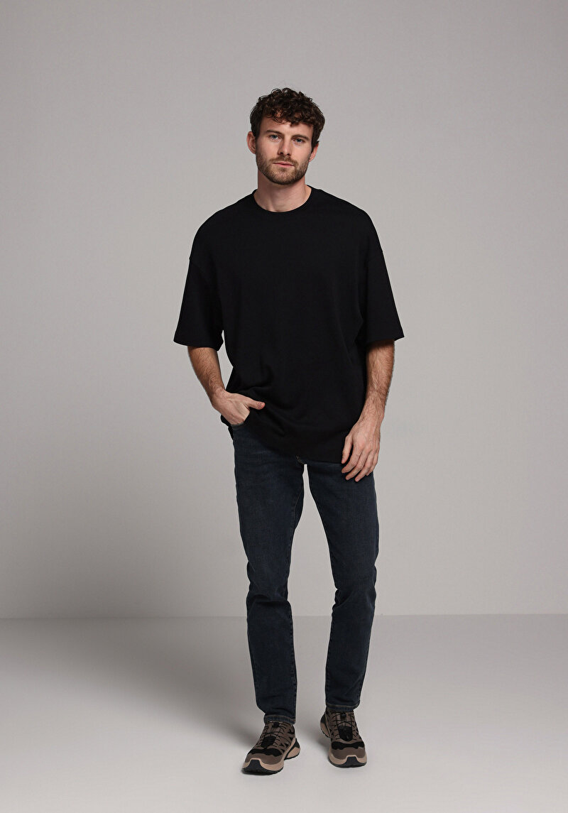 Slim Fit   Erkek Lacivert Jean Pantolon