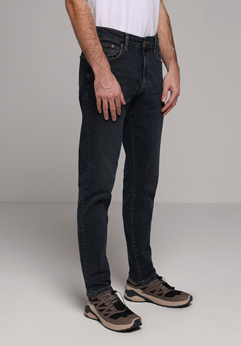 Slim Fit   Erkek Lacivert Jean Pantolon