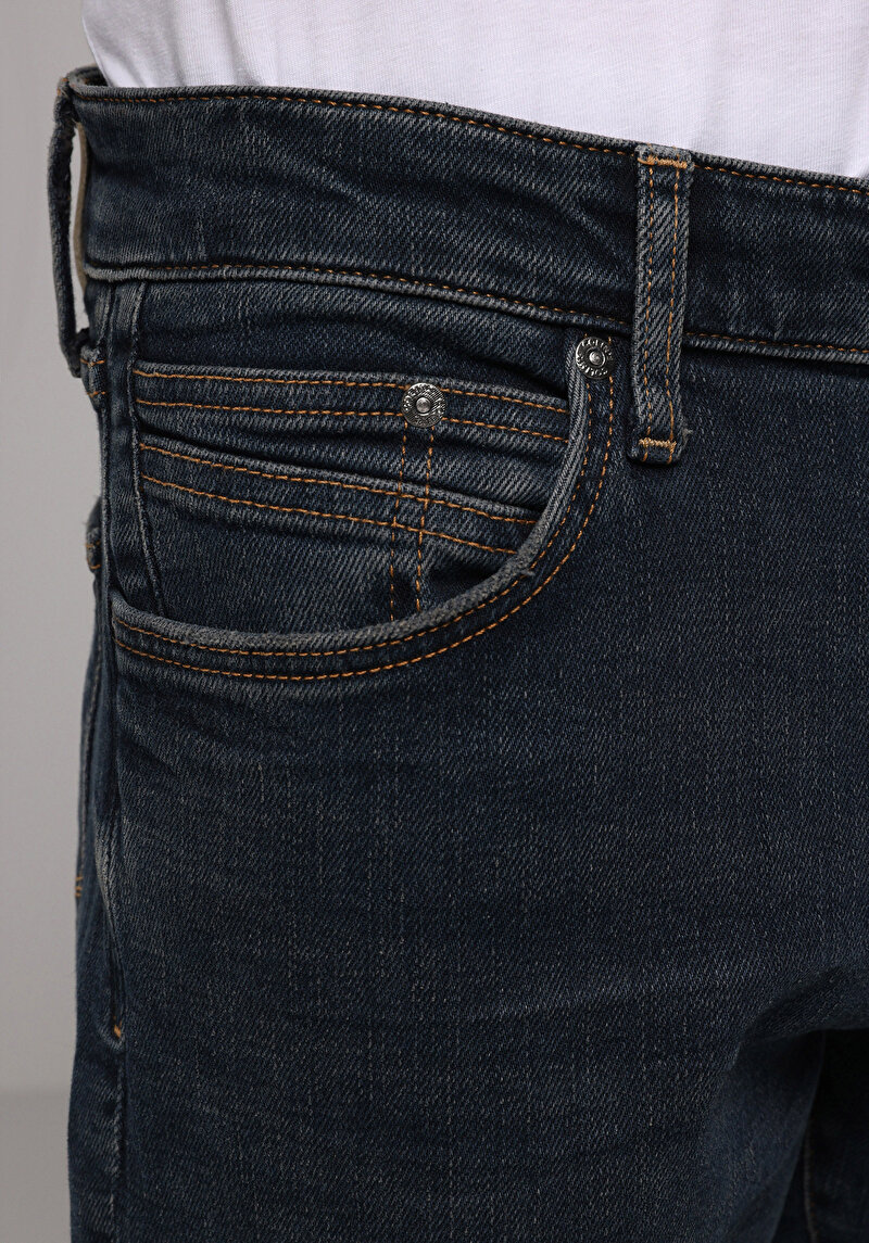 Slim Fit   Erkek Lacivert Jean Pantolon