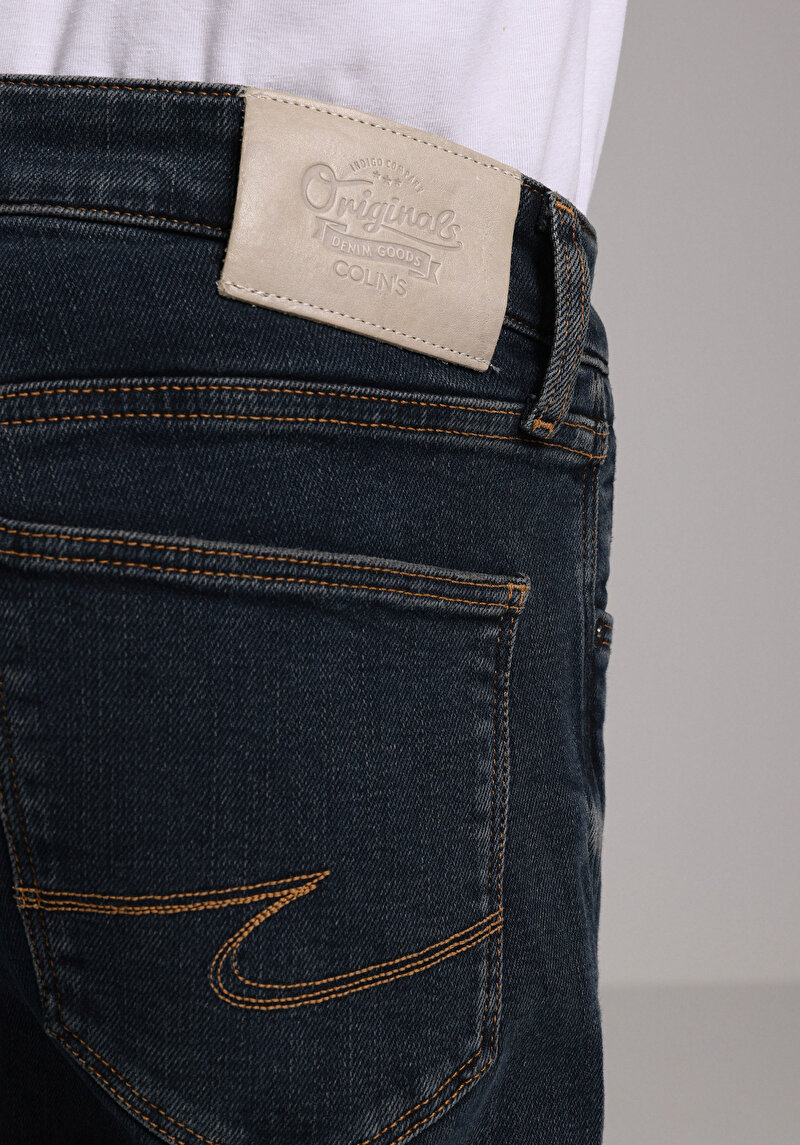 Slim Fit   Erkek Lacivert Jean Pantolon