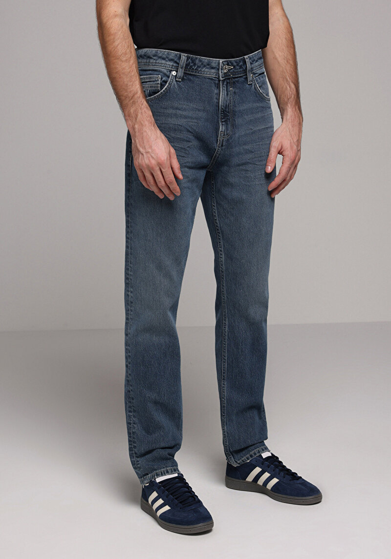 Regular Fit   Erkek Koyu İndigo Jean Pantolon