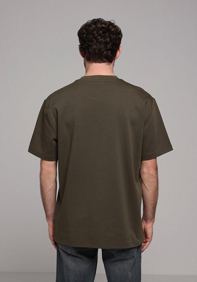 Comfort Fit Yuvarlak Yaka Düz Erkek Yeşil Kısa Kol Tişört