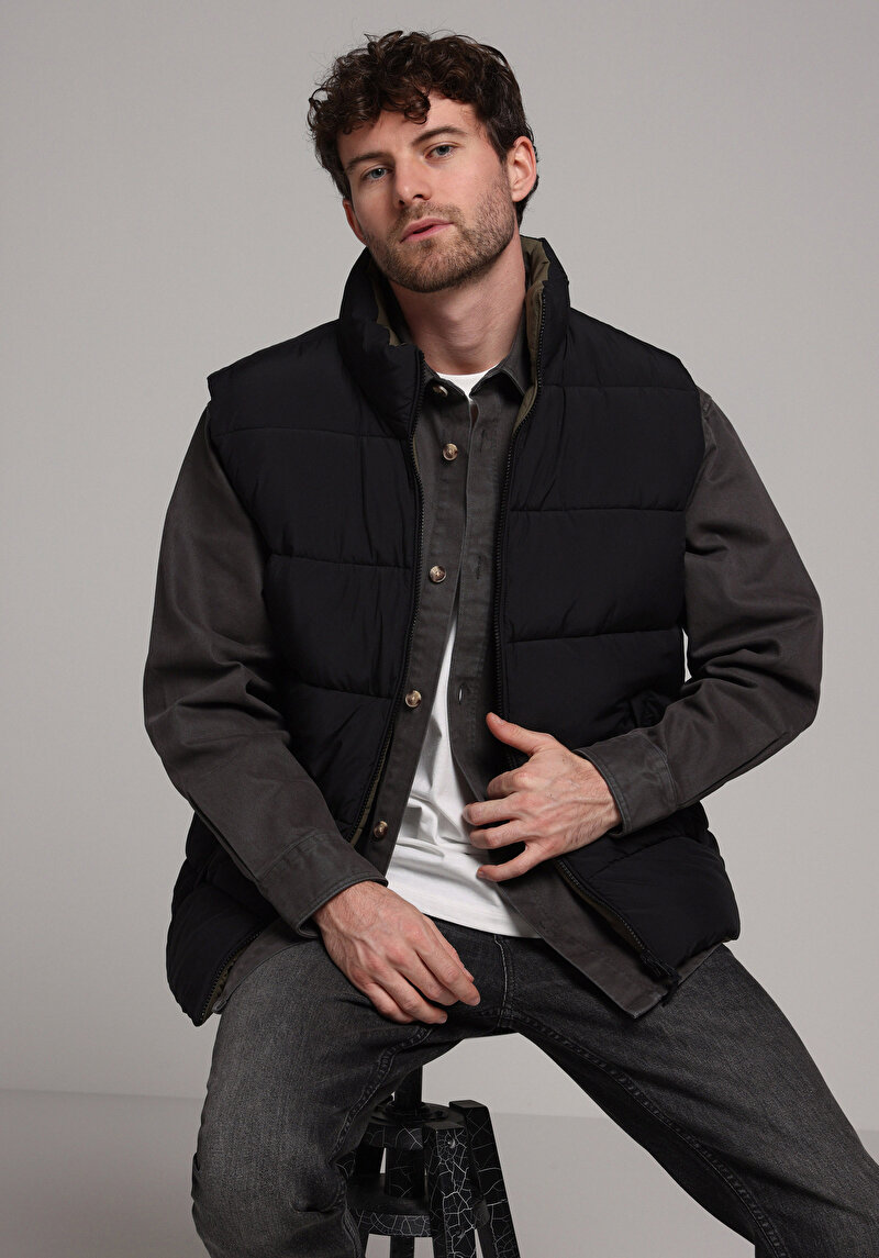 Regular Fit Erkek Siyah Yelek