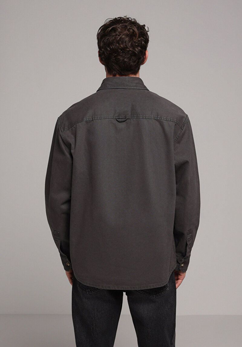 Oversize Fit Erkek Antrasit Shacket