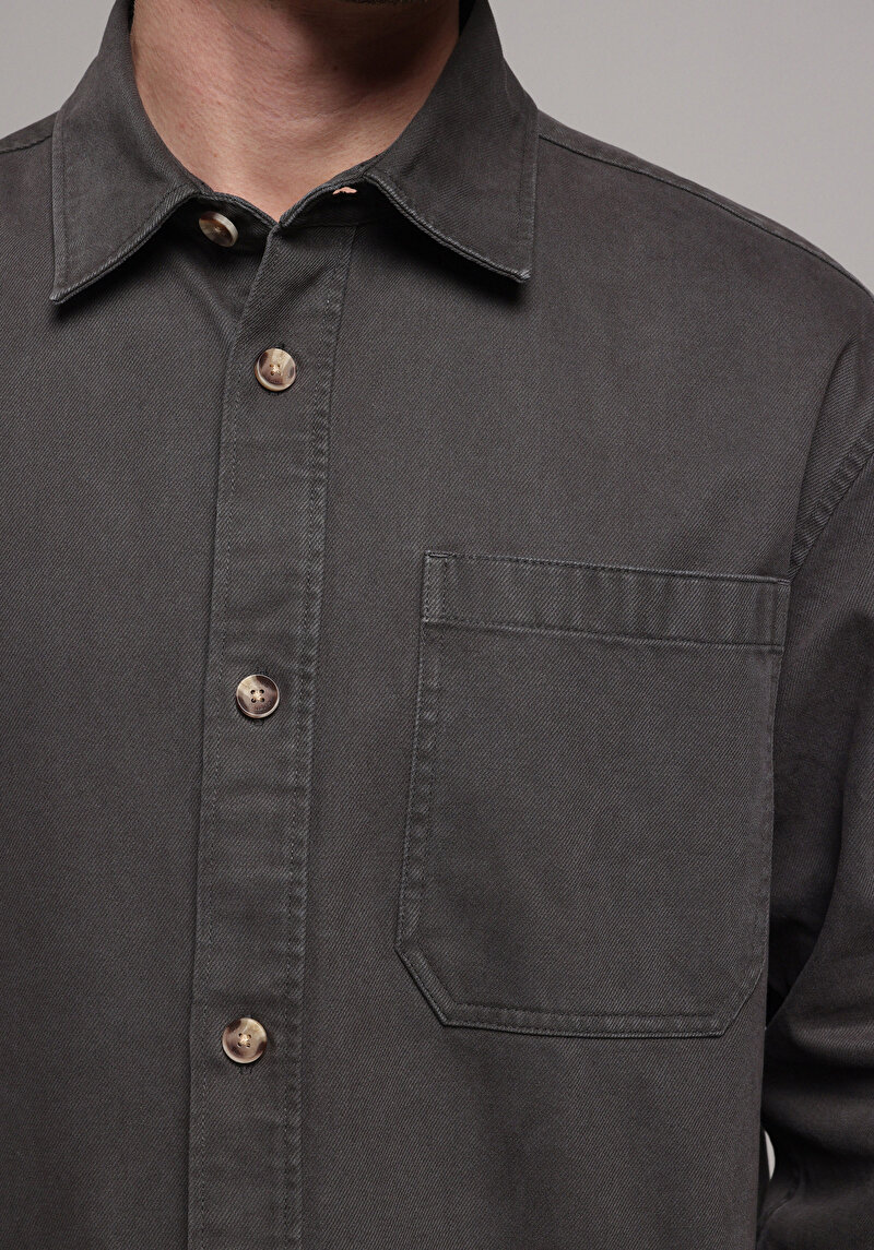 Oversize Fit Erkek Antrasit Shacket