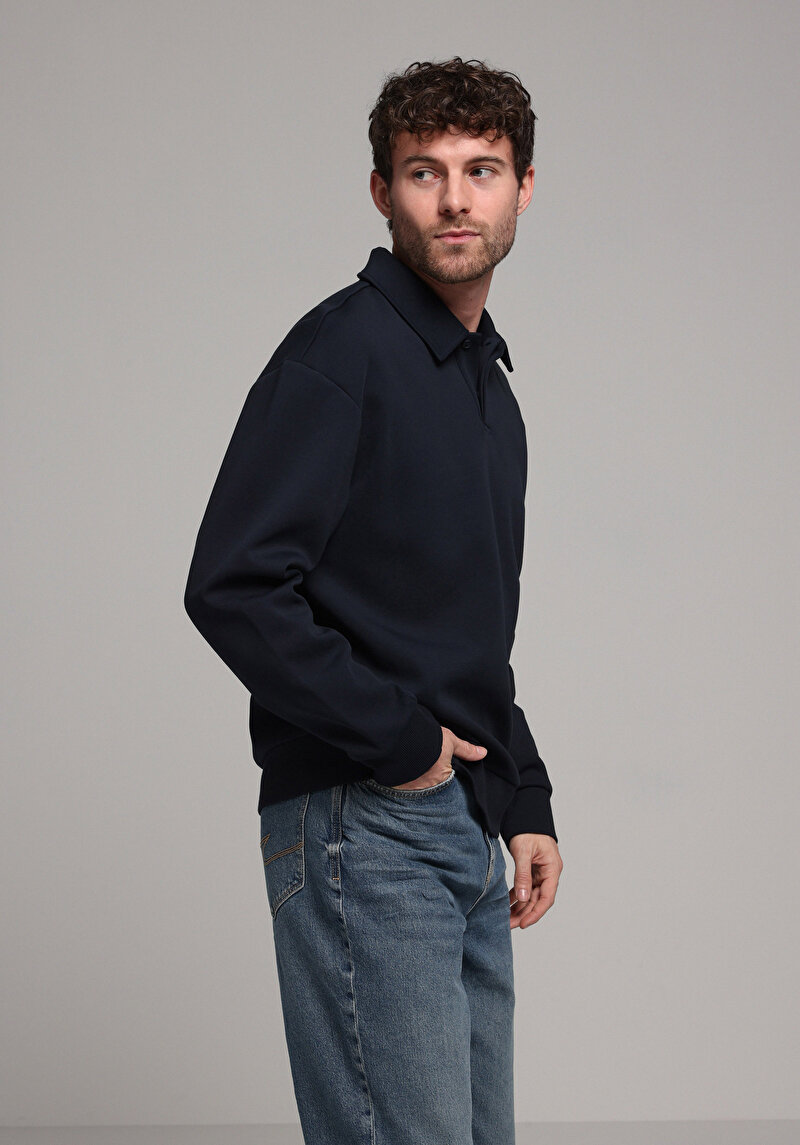 Comfort Fit   Erkek Lacivert Sweatshirt