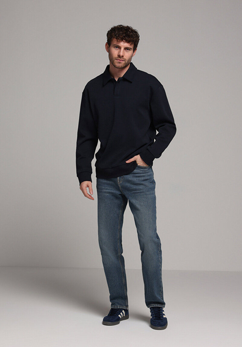 Comfort Fit   Erkek Lacivert Sweatshirt