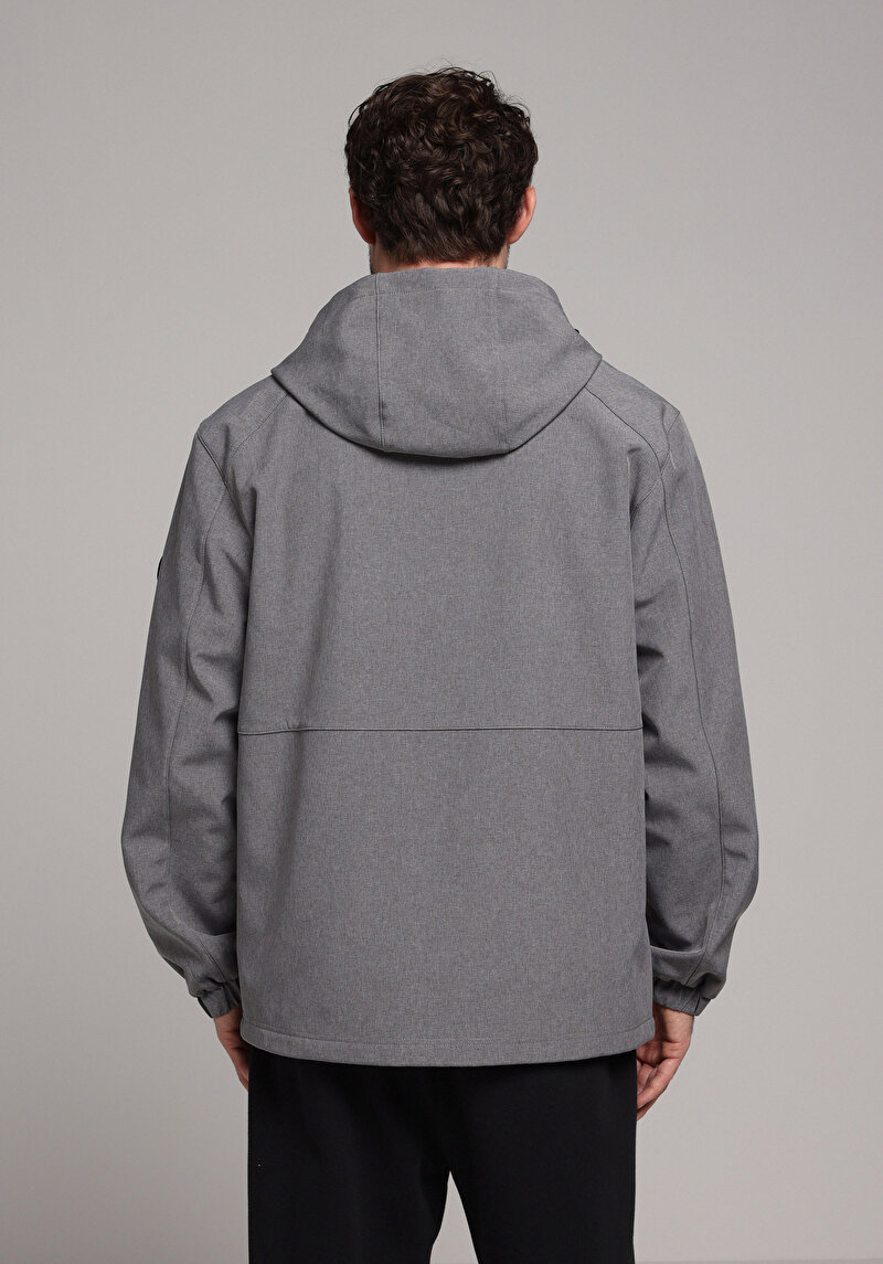 Regular Fit     Erkek Gri Yağmurluk