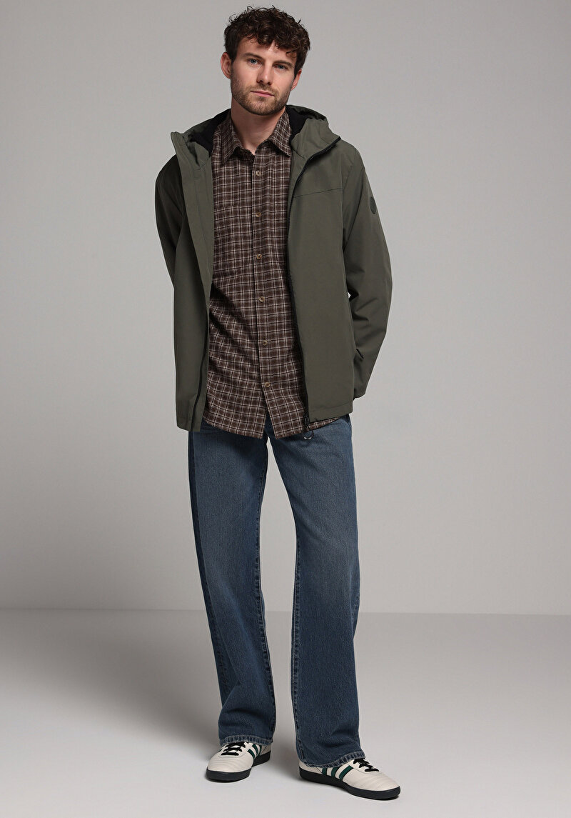 Regular Fit     Erkek Yeşil Yağmurluk