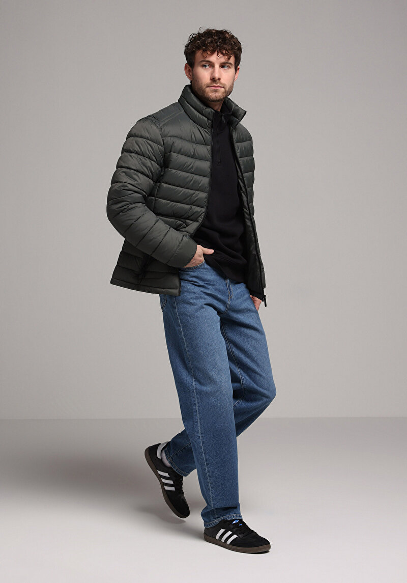 Slim Fit Erkek Yeşil Mont