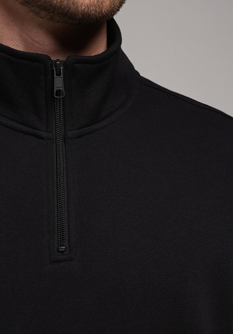 Comfort Fit Erkek Siyah Sweatshirt