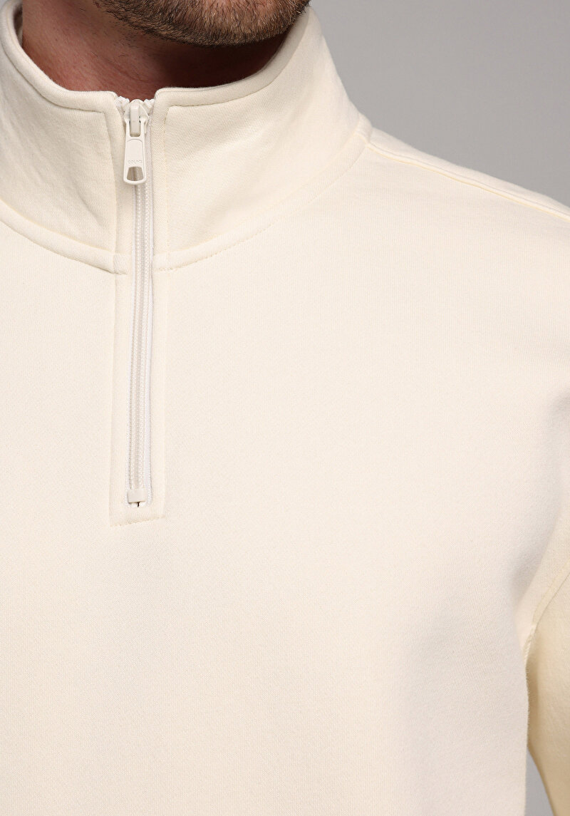 Comfort Fit   Erkek Ekru Sweatshirt