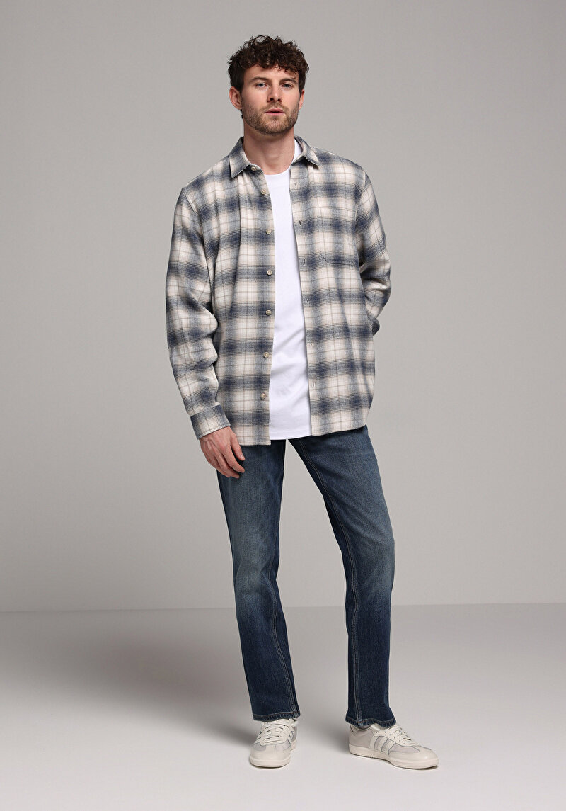 Regular Fit Erkek İndigo Jean Pantolon