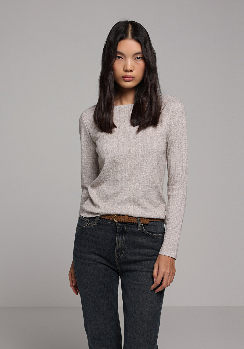 Regular Fit Kadın Bej Tişört