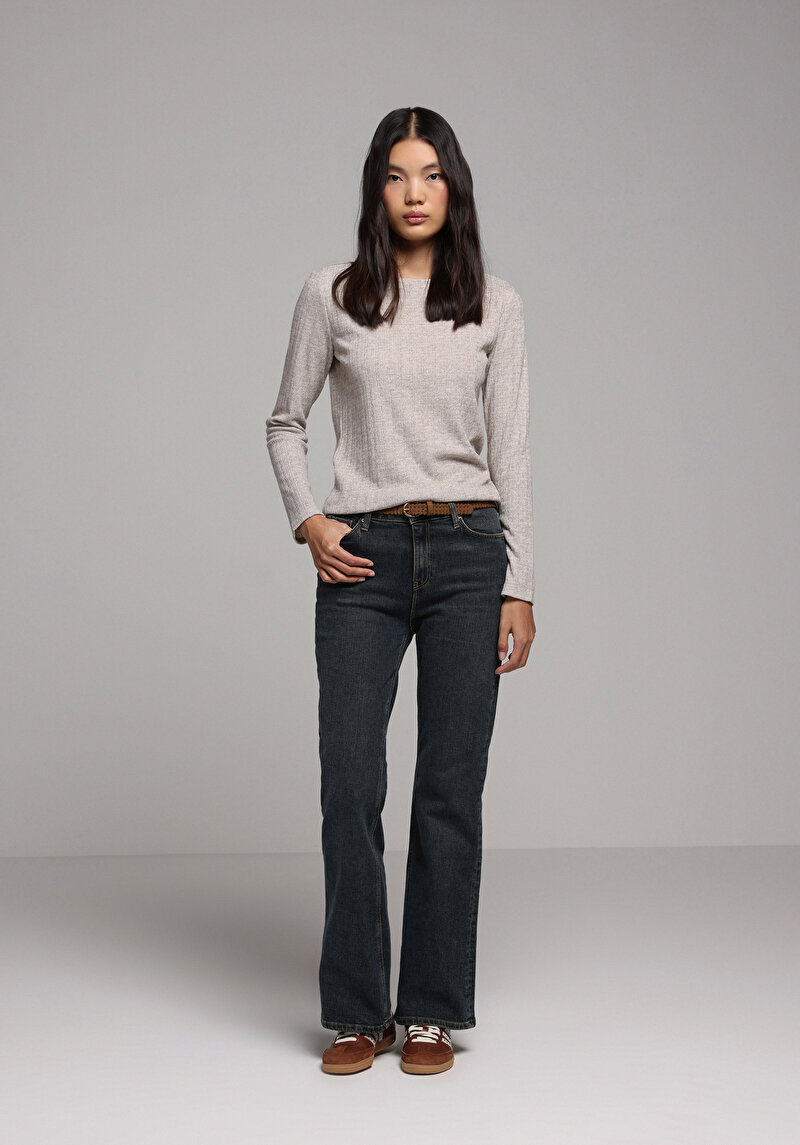 Regular Fit Kadın Bej Tişört