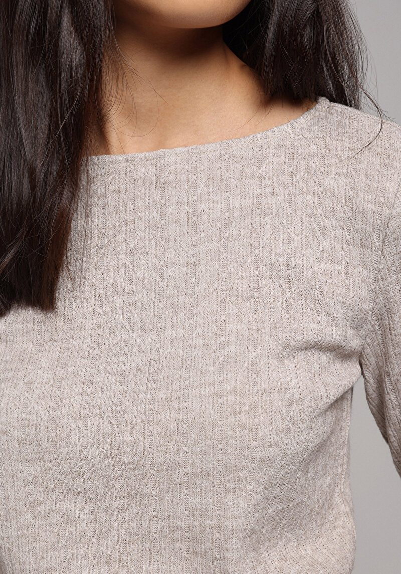 Regular Fit Kadın Bej Tişört