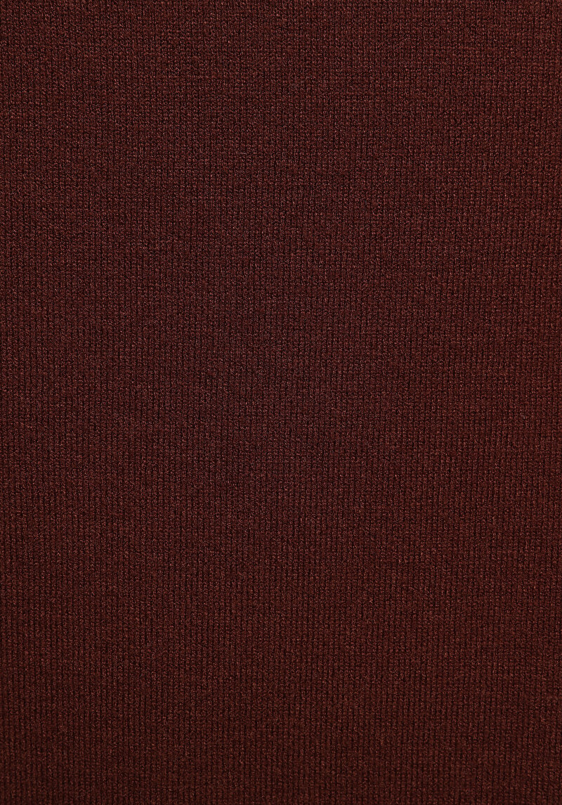 Regular Fit Polo Yaka Düz Kadın Kahverengi Kazak