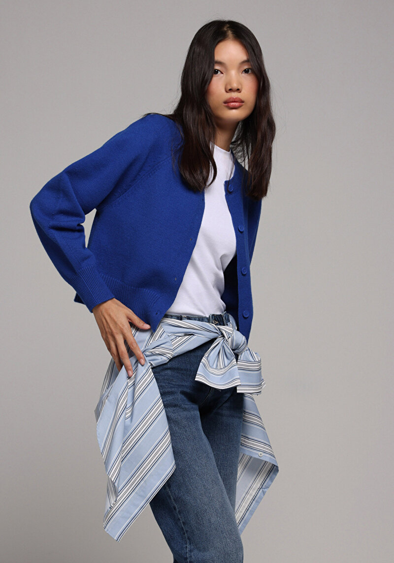 Regular Fit Kadın Mavi Hırka