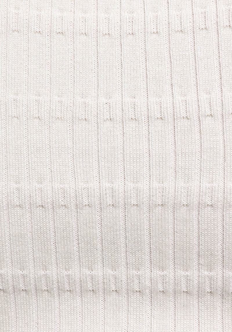 Slim Fit Kayık Yaka Düz Kadın Beyaz Kazak