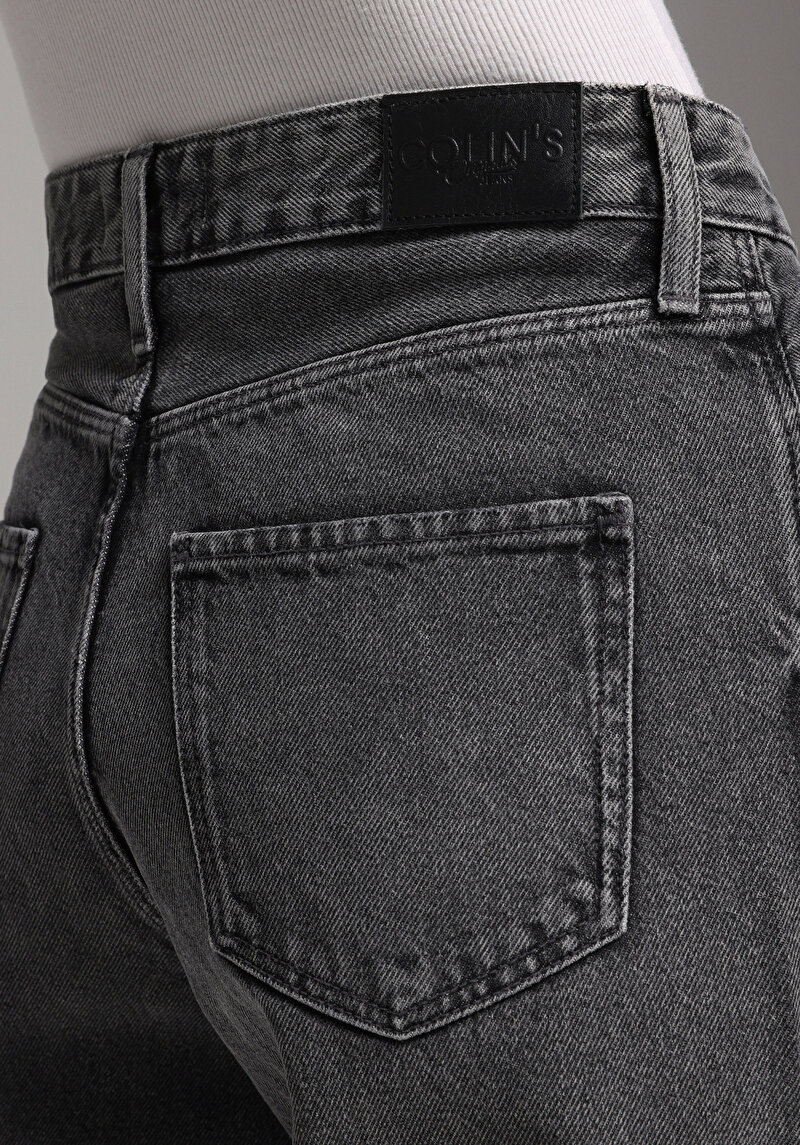 Regular Fit   Kadın Gri Jean Pantolon