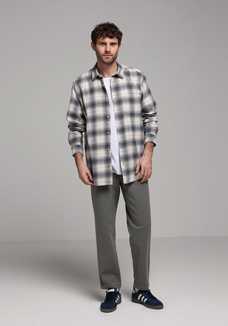 Regular Fit Orta Bel Düz Paça Erkek Yeşil Pantolon