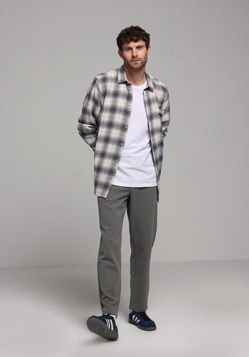 Regular Fit Orta Bel Düz Paça Erkek Yeşil  Pantolon