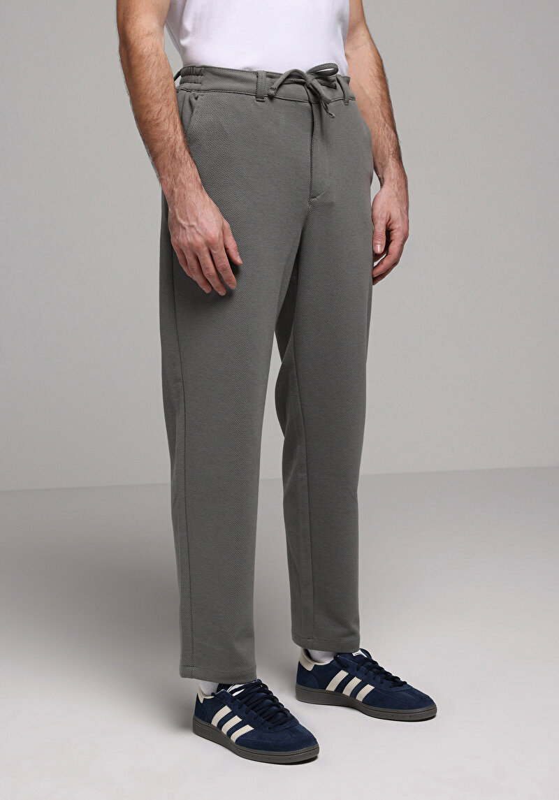 Regular Fit Orta Bel Düz Paça Erkek Yeşil Pantolon