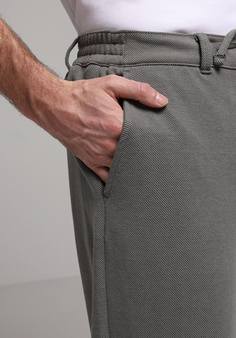 Regular Fit Orta Bel Düz Paça Erkek Yeşil  Pantolon