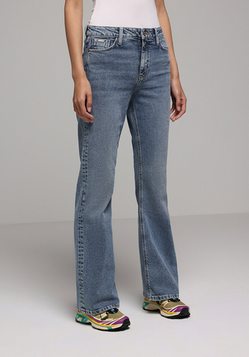 Regular Fit Kadın İndigo Jean Pantolon