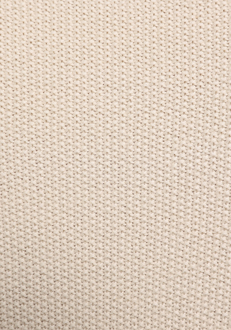 Regular Fit Yuvarlak Yaka Jakarlı Erkek Ekru Kazak