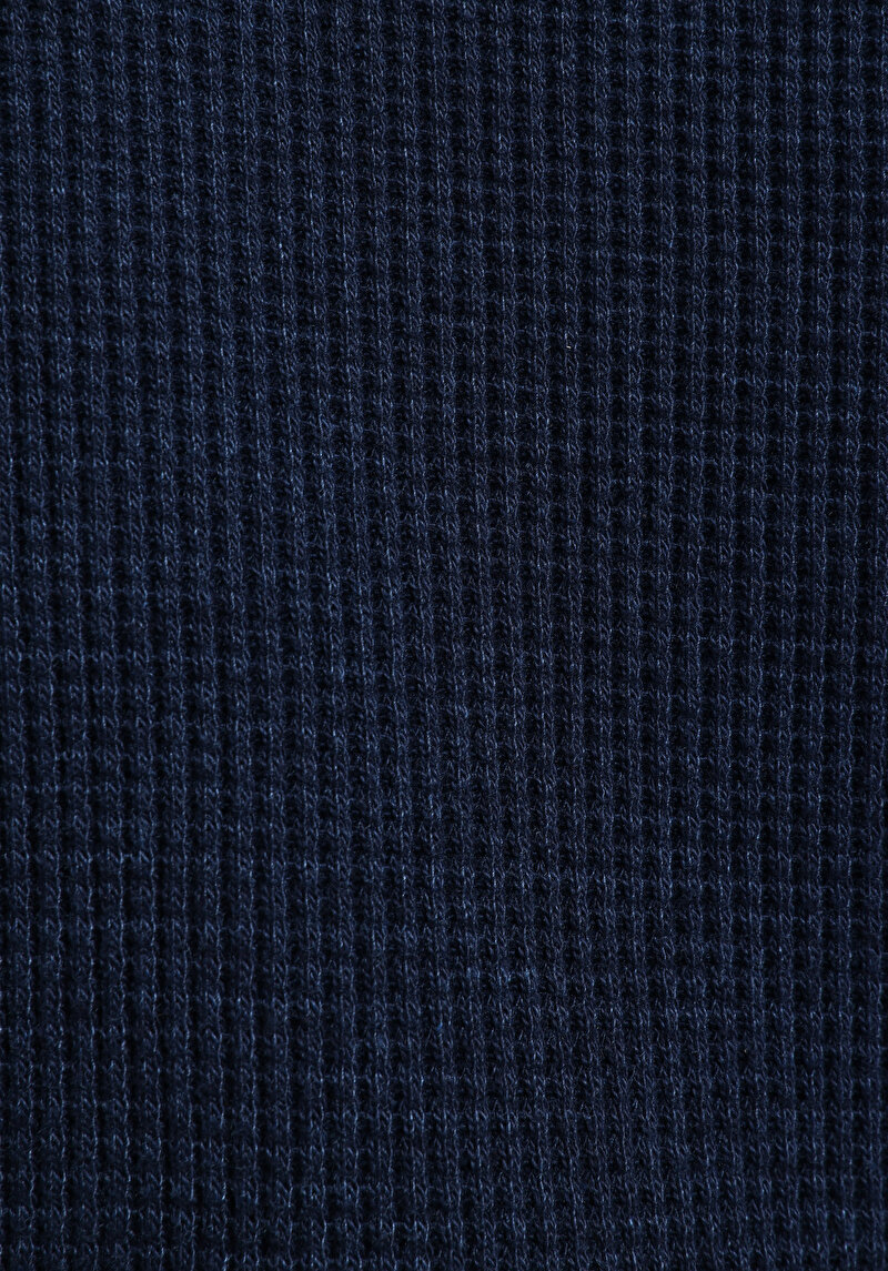 Regular Fit Yuvarlak Yaka Düz Erkek Mavi Uzun Kol Tişört