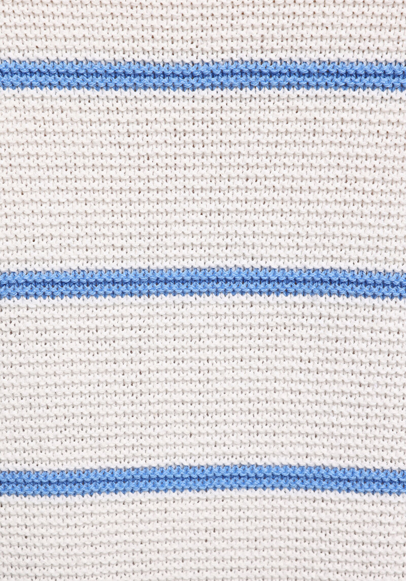 Slim Fit Yuvarlak Yaka Çizgili Kadın Ekru Kazak