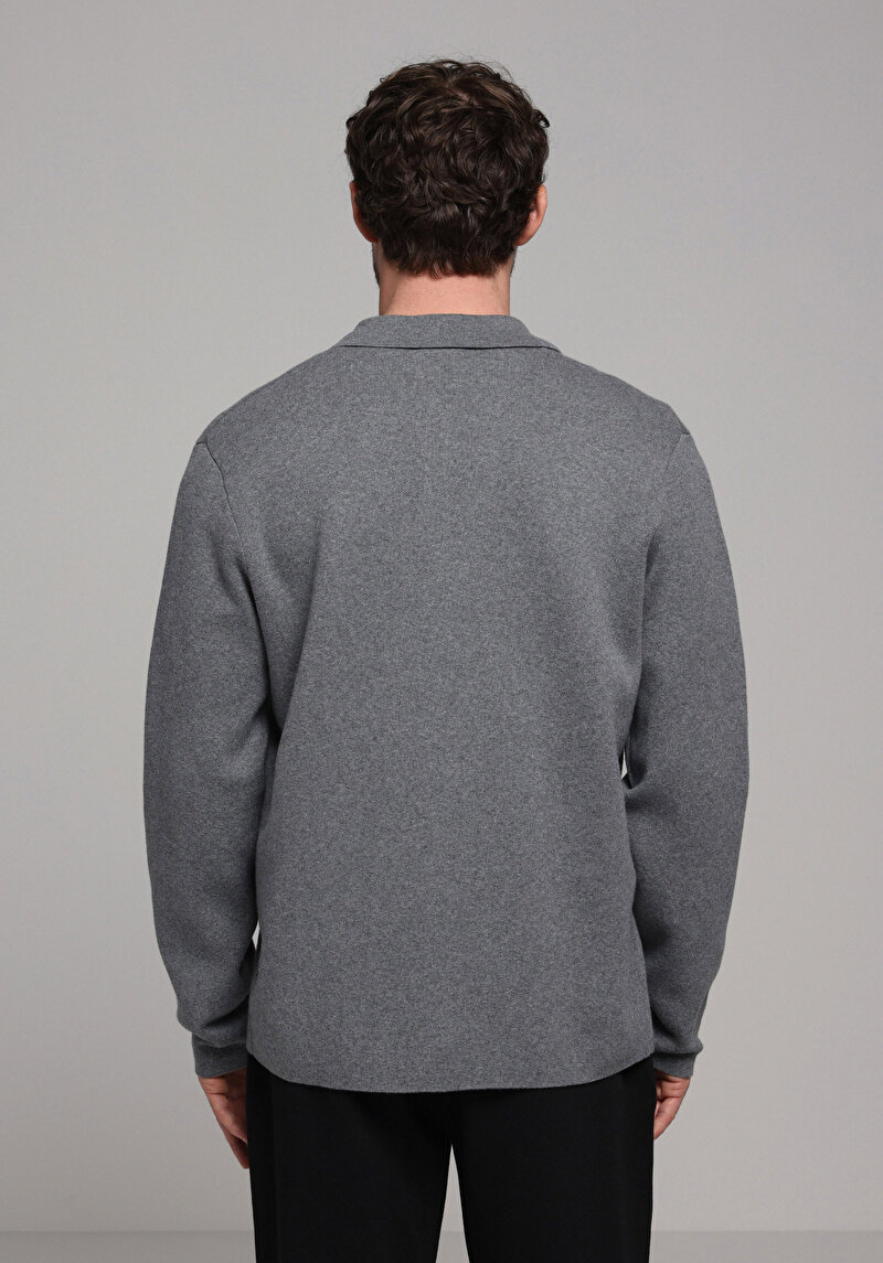 Regular Fit   Erkek Gri Hırka