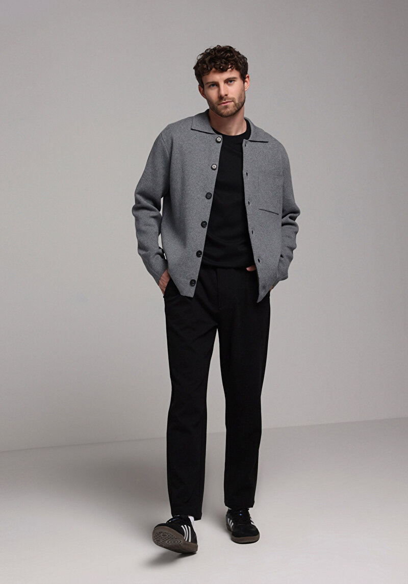 Regular Fit   Erkek Gri Hırka