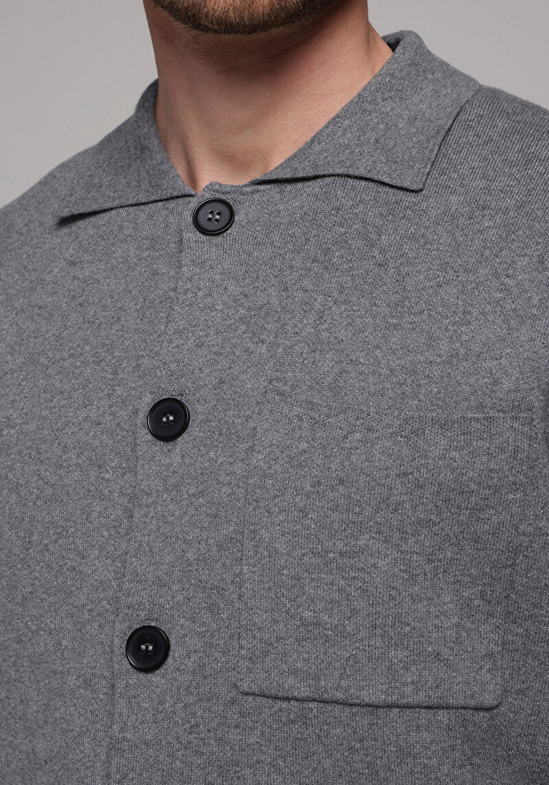 Regular Fit   Erkek Gri Hırka