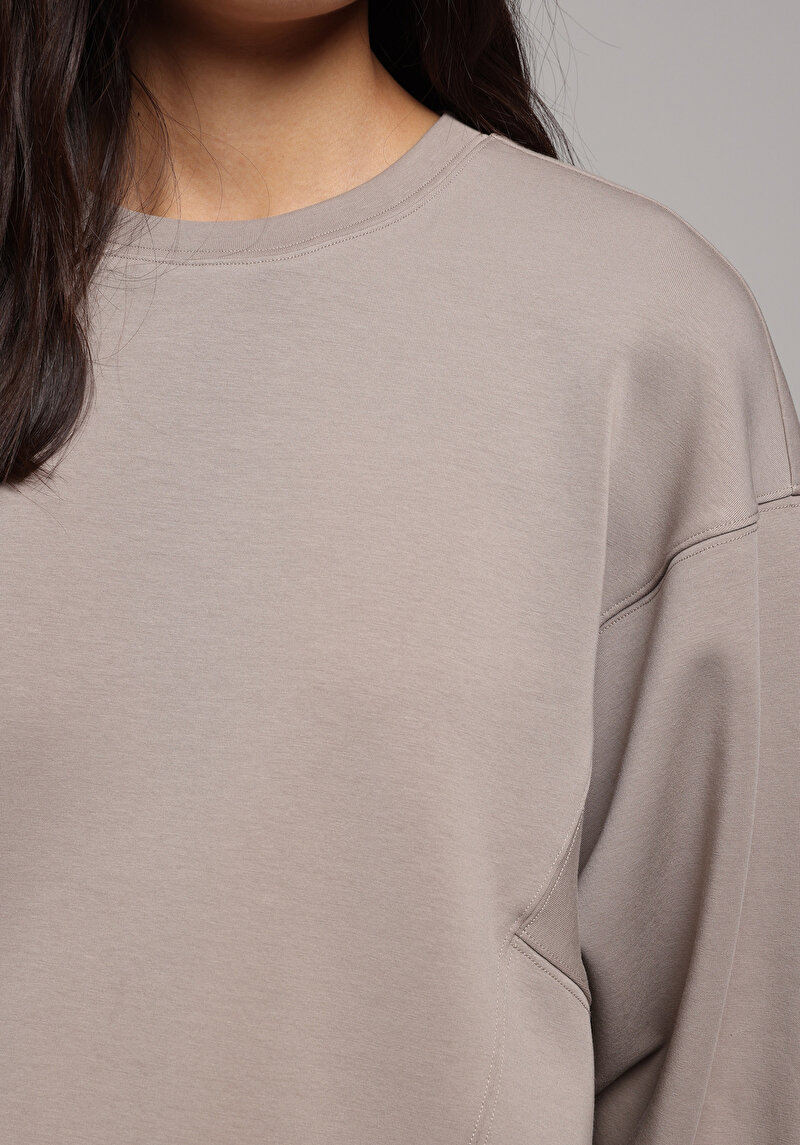 Regular Fit Yuvarlak Yaka Düz Kadın  Sweatshirt
