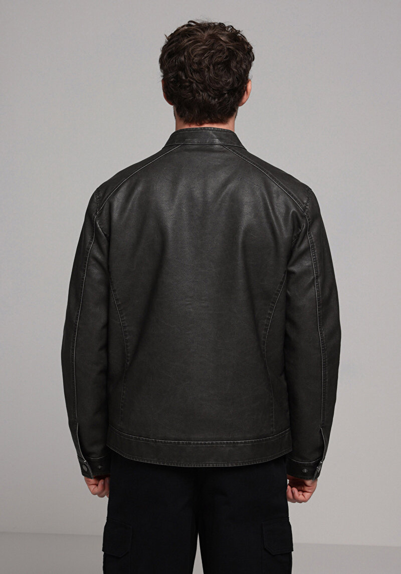 Slim Fit Erkek Antrasit Mont Pu