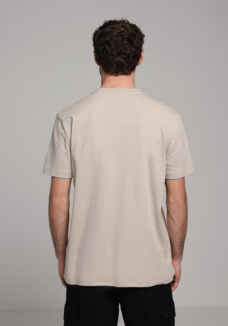 Regular Fit Yuvarlak Yaka Düz Erkek Taş Kısa Kol Tişört