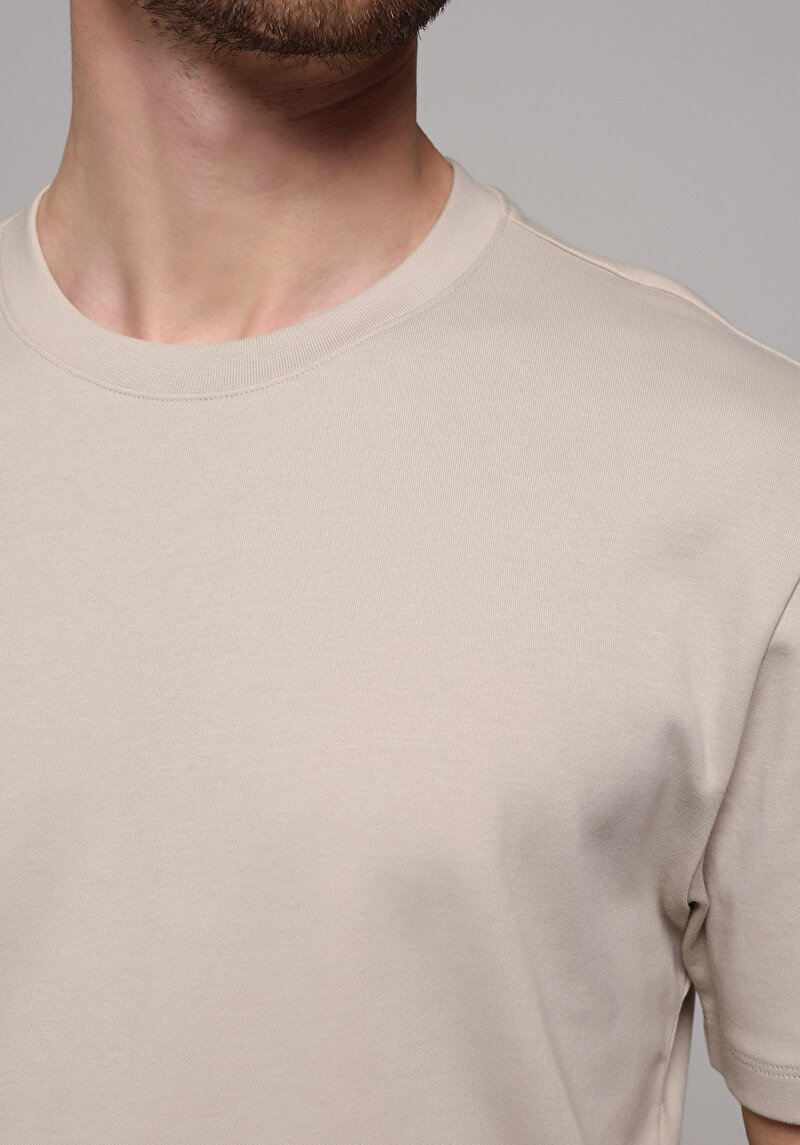 Regular Fit Yuvarlak Yaka Düz Erkek Taş Kısa Kol Tişört