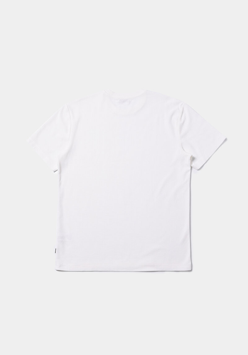 Comfort Fit Yuvarlak Yaka Jakarlı Erkek Beyaz Kısa Kol Tişört