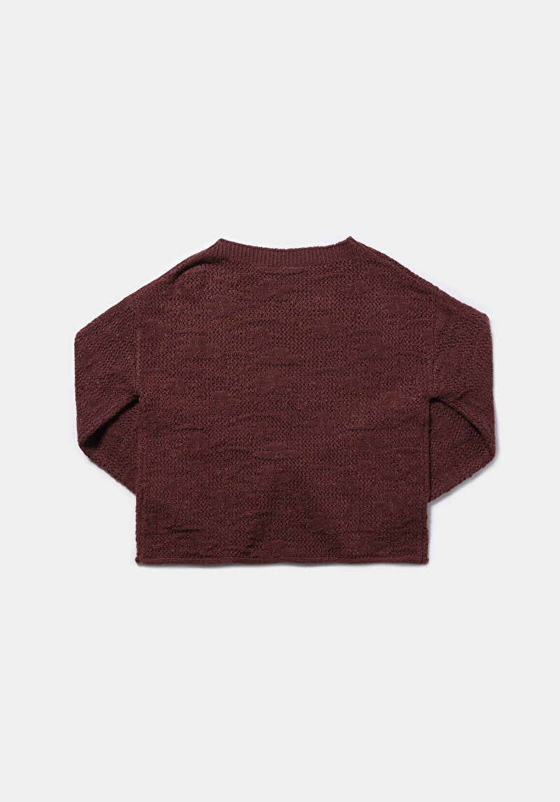 Regular Fit Yuvarlak Yaka Düz Kadın Kahverengi Kazak