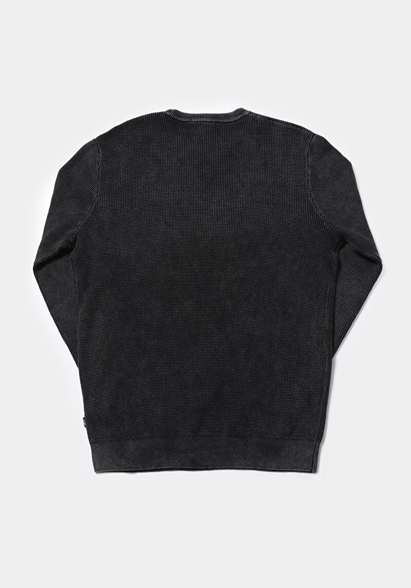 Regular Fit Yuvarlak Yaka Jakarlı Erkek Antrasit Kazak