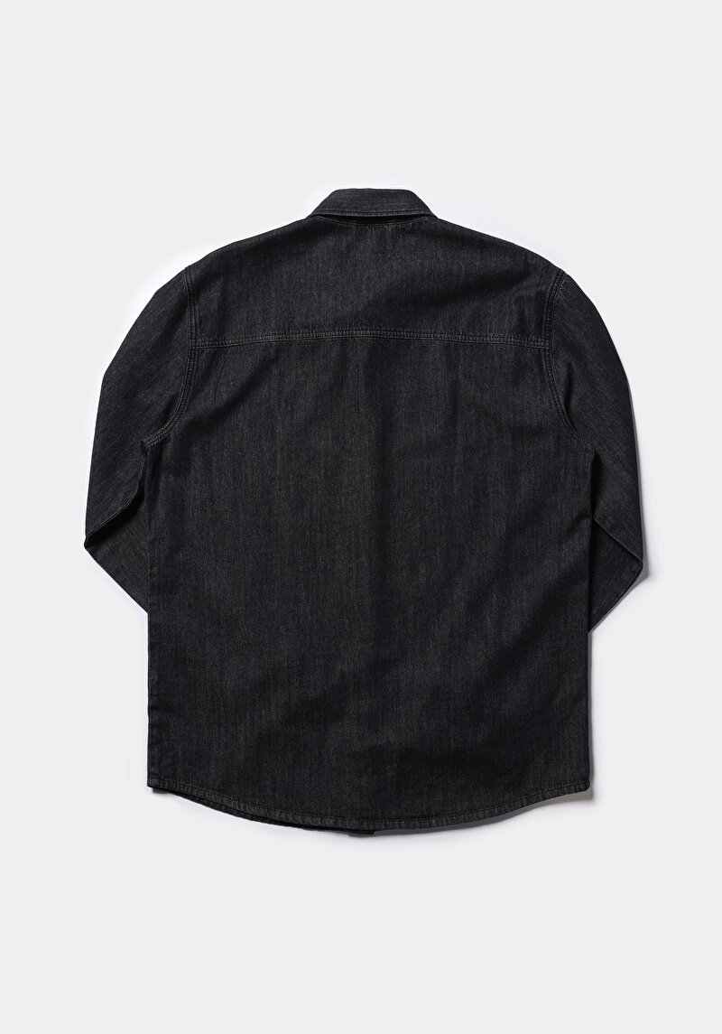 Regular Fit Klasik Yaka Düz Erkek Siyah Uzun Kol Gömlek