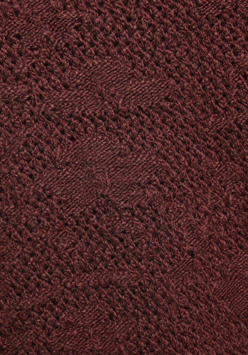 Regular Fit Yuvarlak Yaka Düz Kadın Kahverengi Kazak