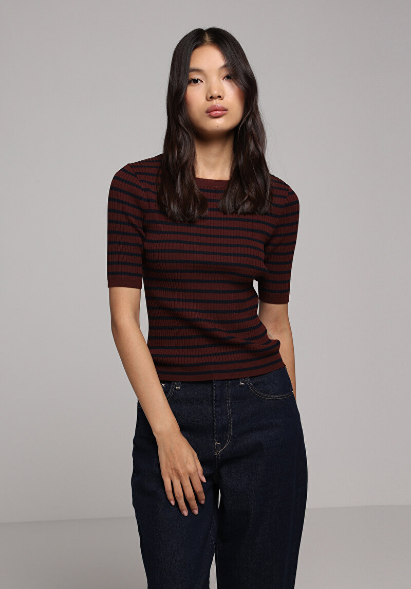 Slim Fit   Kadın Bordo  Kazak